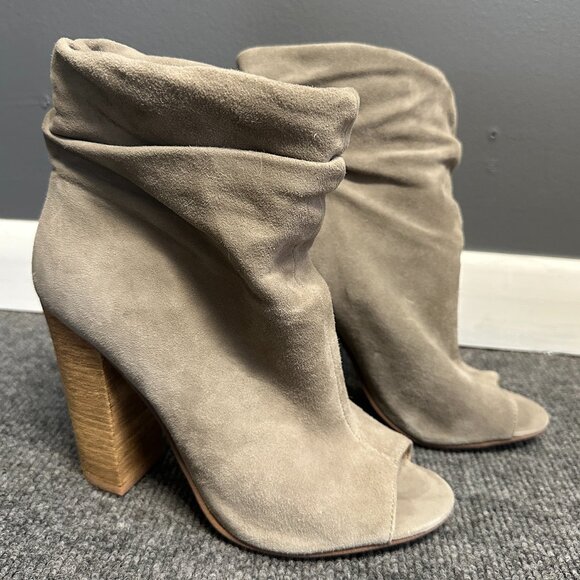 Chinese Laundry Size 8 Gray Slouch Boots Open Toe Sueded Kristin Cavallari - Picture 1 of 8